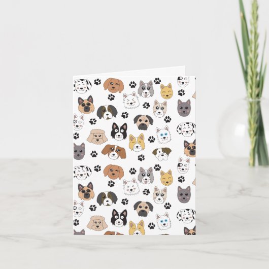 Farbenfrohe Niedliche Hunde & Hundeschlittenmuster Karte (Vorderseite)