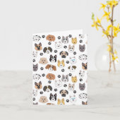 Farbenfrohe Niedliche Hunde & Hundeschlittenmuster Karte (Gelbe Blume)