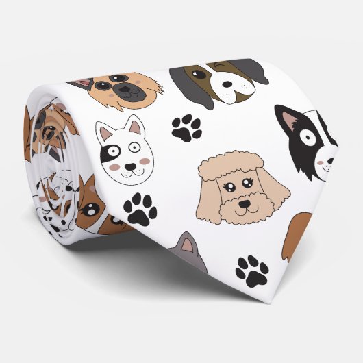 Farbenfrohe Niedliche Hunde & Hundeschlittenmuster Krawatte (Gerollt)