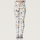 Farbenfrohe Niedliche Hunde & Hundeschlittenmuster Leggings (Vorderseite)