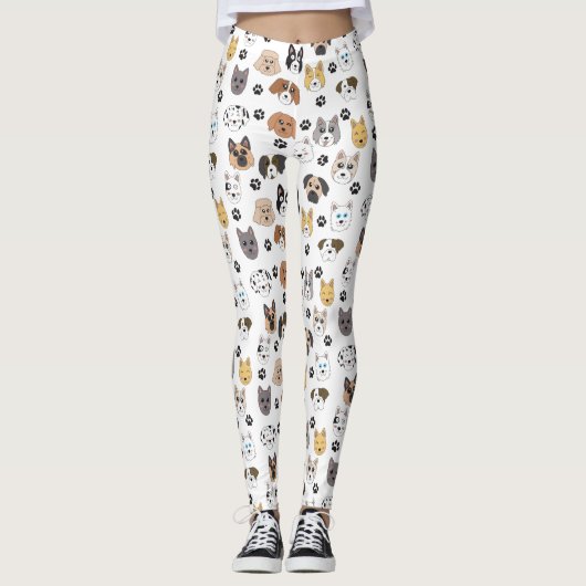 Farbenfrohe Niedliche Hunde & Hundeschlittenmuster Leggings (Vorderseite)