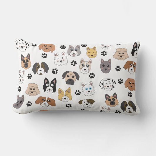 Farbenfrohe Niedliche Hunde & Hundeschlittenmuster Lendenkissen (Vorderseite)