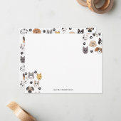 Farbenfrohe Niedliche Hunde & Hundeschlittenmuster Mitteilungskarte (Vorderseite/Rückseite Beispiel)