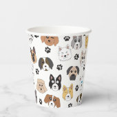 Farbenfrohe Niedliche Hunde & Hundeschlittenmuster Pappbecher (Rückseite)