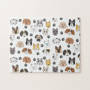 Farbenfrohe Niedliche Hunde & Hundeschlittenmuster Puzzle