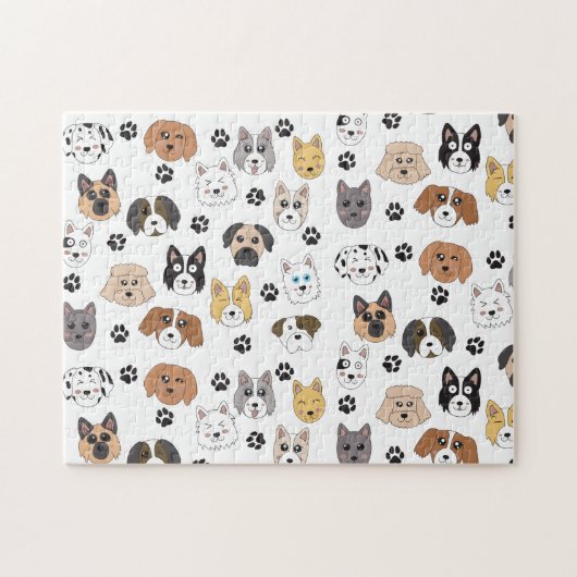 Farbenfrohe Niedliche Hunde & Hundeschlittenmuster Puzzle (Horizontal)