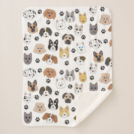 Farbenfrohe Niedliche Hunde & Hundeschlittenmuster Sherpadecke