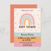 Farbenfrohe Niedliche Illustrierte Boho Rainbow Ba Einladung (Vorne/Hinten)