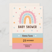 Farbenfrohe Niedliche Illustrierte Boho Rainbow Ba Save The Date (Vorne/Hinten)