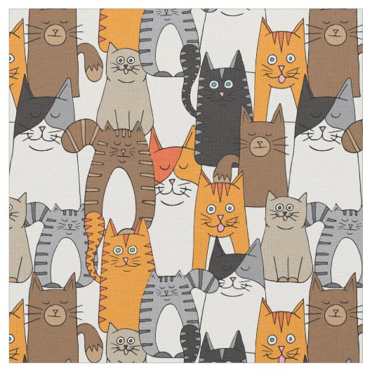 Farbenfrohe Niedliche Katzen Muster Stoff (Nahaufnahme)