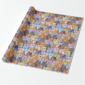 Farbenfrohe Niedliche Katzenkratzenmuster Katzenge Geschenkpapier (Ungerollt)