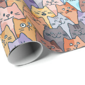 Farbenfrohe Niedliche Katzenkratzenmuster Katzenge Geschenkpapier (Rolleneckpunkt)