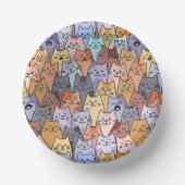 Farbenfrohe Niedliche Katzenkratzenmuster Katzenge Pappteller (Vorderseite)