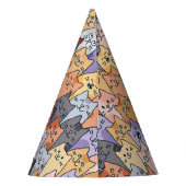 Farbenfrohe Niedliche Katzenkratzenmuster Katzenge Partyhütchen (Rückseite)