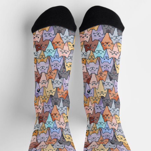 Farbenfrohe Niedliche Katzenkratzenmuster Katzenge Socken (Oben)
