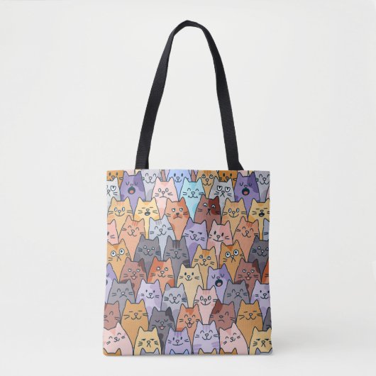 Farbenfrohe Niedliche Katzenkratzenmuster Katzenge Tasche (Vorderseite)