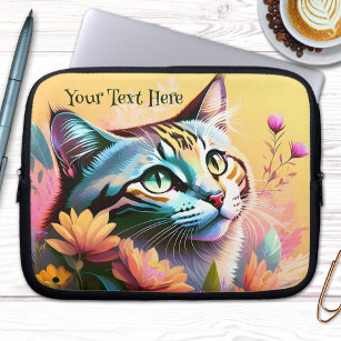 Farbenfrohe Niedliche Katzenmalerei Laptop-Sieb Laptopschutzhülle