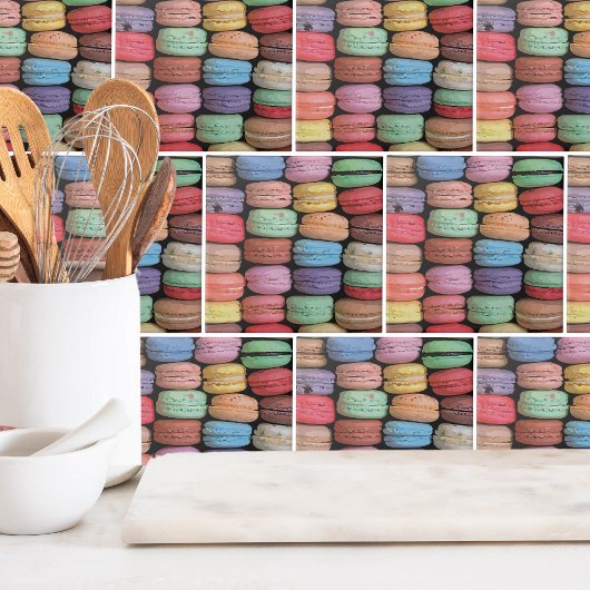 Farbenfrohe Niedliche Kekse Französischer Macaron Fliese