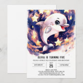Farbenfrohe Niedliche Kinderdelfin zum Geburtstag Einladung (Vorne/Hinten)