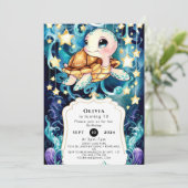 Farbenfrohe Niedliche Kinderschildkröte Geburtstag Einladung (Stehend Vorderseite)