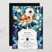 Farbenfrohe Niedliche Kinderschildkröte Geburtstag Einladung (Vorne/Hinten)