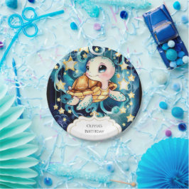 Farbenfrohe Niedliche Kinderschildkröte Geburtstag Pappteller