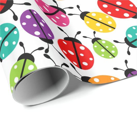 Farbenfrohe Niedliche Lady Bug Nahtlose Muster Wra Geschenkpapier (Rolleneckpunkt)