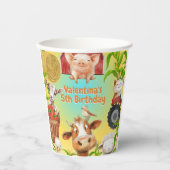 Farbenfrohe Niedliche Landtiere Barnyard Kindergeb Pappbecher (Vorderseite)