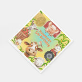 Farbenfrohe Niedliche Landtiere Barnyard Kindergeb Serviette (Ecke)