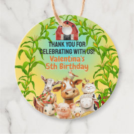 Farbenfrohe Niedliche Landtiere Roter Stall Vielen Geschenkanhänger