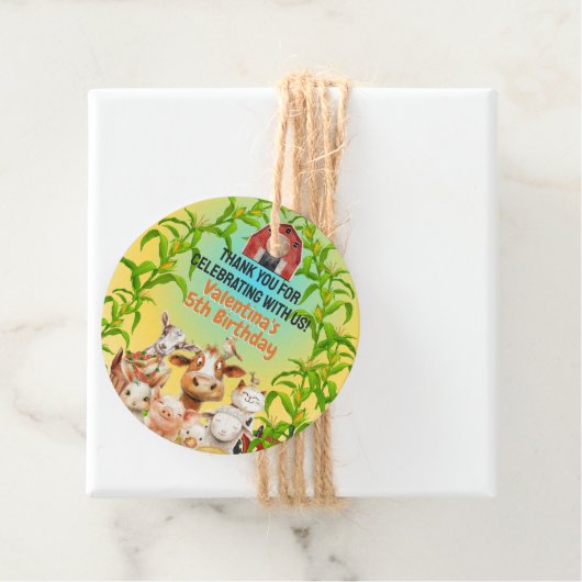 Farbenfrohe Niedliche Landtiere Roter Stall Vielen Geschenkanhänger (Beispiel)