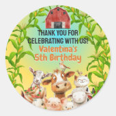 Farbenfrohe Niedliche Landtiere Roter Stall Vielen Runder Aufkleber (Vorderseite)