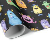 Farbenfrohe Niedliche Monster Geschenkpapier (Rolleneckpunkt)