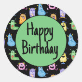 Farbenfrohe Niedliche Monster Runder Aufkleber (Vorderseite)