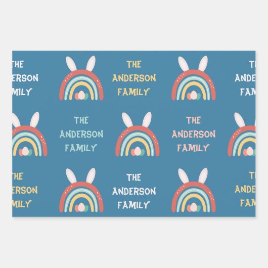 Farbenfrohe Niedliche Osterbrunnen Rainbow Persona Geschenkpapier Set (Vorderseite 3)