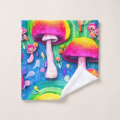 Farbenfrohe Niedliche Pilzkolonne Nahtloses Muster Badhandtuch Set (Waschlappen)
