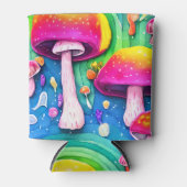 Farbenfrohe Niedliche Pilzkolonne Nahtloses Muster Dosenkühler (Vorderseite)