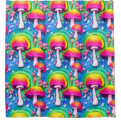 Farbenfrohe Niedliche Pilzkolonne Nahtloses Muster Duschvorhang (Vorderseite)