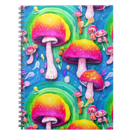 Farbenfrohe Niedliche Pilzkolonne Nahtloses Muster Notizblock