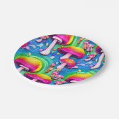 Farbenfrohe Niedliche Pilzkolonne Nahtloses Muster Pappteller (Schrägansicht)