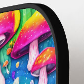 Farbenfrohe Niedliche Pilzkolonne Nahtloses Muster Pickleball Schläger (Linke Seite)