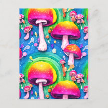 Farbenfrohe Niedliche Pilzkolonne Nahtloses Muster