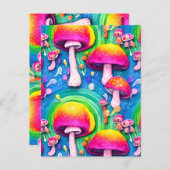 Farbenfrohe Niedliche Pilzkolonne Nahtloses Muster Postkarte (Vorne/Hinten)