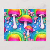 Farbenfrohe Niedliche Pilzkolonne Nahtloses Muster Postkarte (Rückseite)