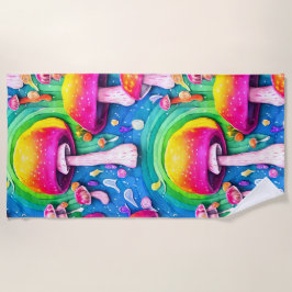 Farbenfrohe Niedliche Pilzkolonne Nahtloses Muster Strandtuch