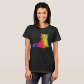 Farbenfrohe Niedliche Regenbogen Kätzchen Rave Kat T-Shirt (Vorne ganz)