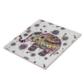 Farbenfrohe Niedliche Retro-Flora-Elefant Fliese (Seite)