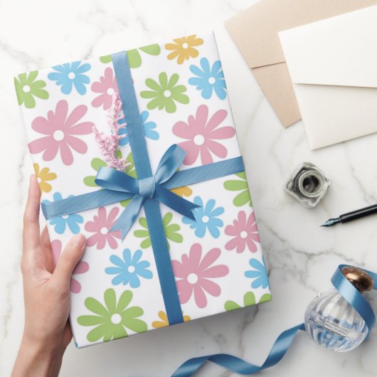 Farbenfrohe Niedliche Retro Sommer Blume Art Patte Geschenkpapier (Schenken)