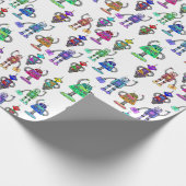 Farbenfrohe niedliche Roboter auf weißem Hintergru Geschenkpapier (Ecke)