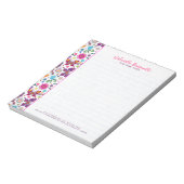 Farbenfrohe Niedliche Schmetterlinge und Blume Mus Notizblock (Rotiert)